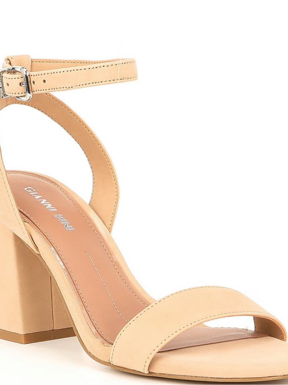 Gianni Bini Arleena Suede Ankle-Strap Block Heel Sandals size 8 beige